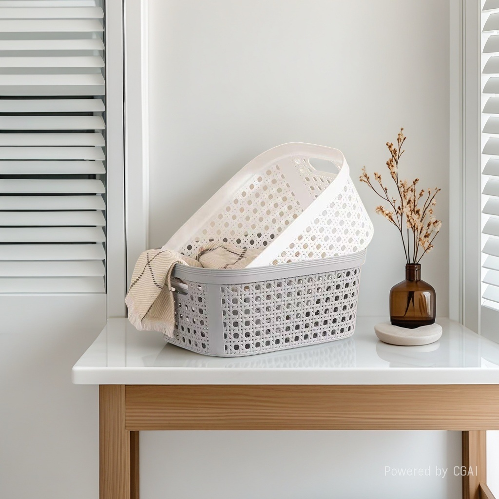 收纳篮/脏衣篓/防藤编收纳篮/收纳/塑料篮子PP料编织带产品图