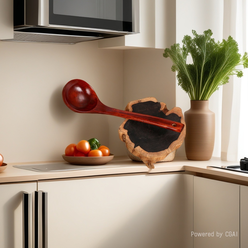 Factory direct sales of lacquerware series bamboo and wood kitchenware oil spoons, 29*8 wooden handle solid wood spoons Specification image