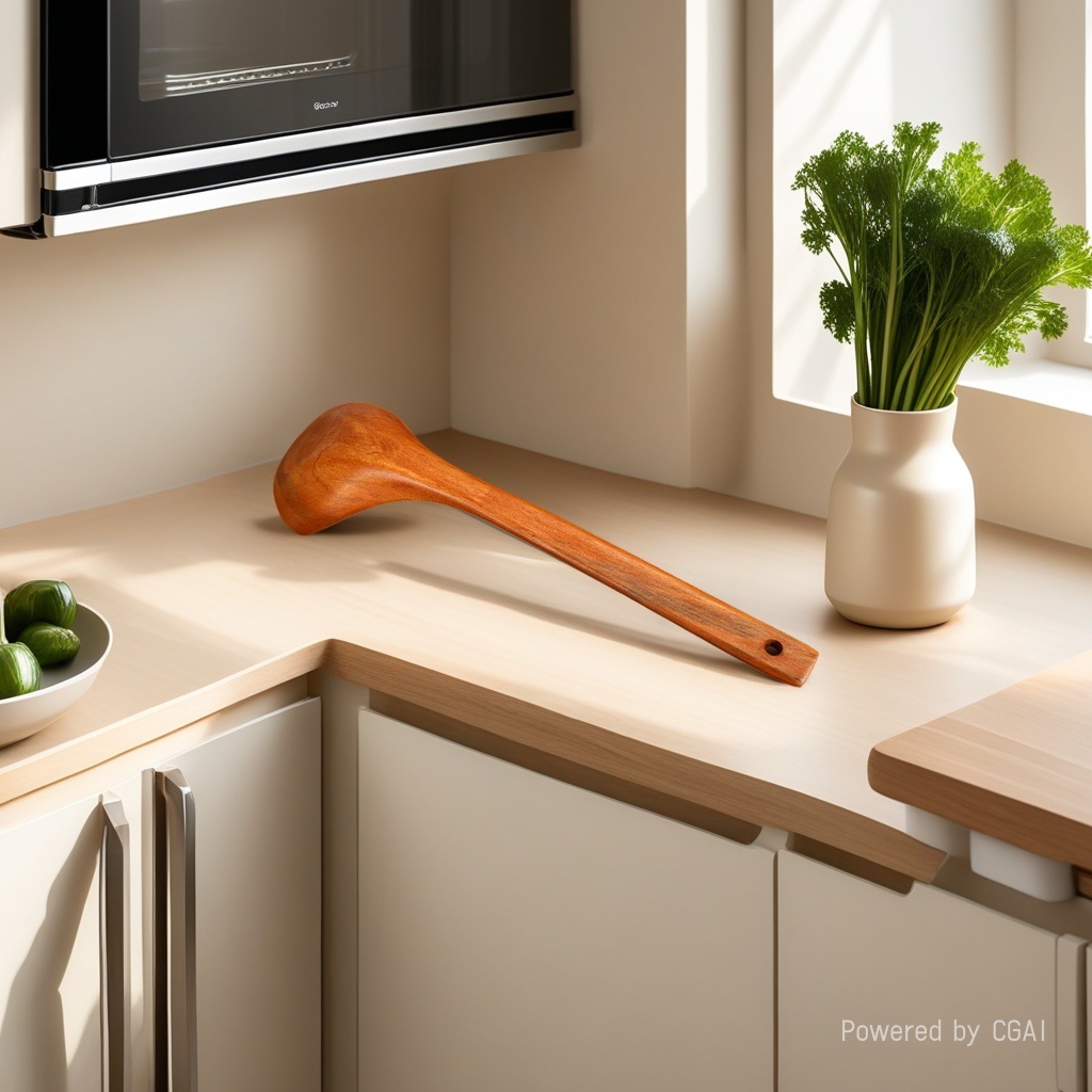 Factory direct sales of lacquerware series bamboo and wood kitchenware oil spoons, 29*8 wooden handle solid wood spoons Application Scenario