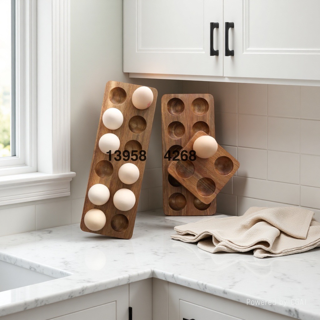 Beech wood egg storage box, acacia wood duck egg tray, egg shelf, refrigerator, kitchen egg plate