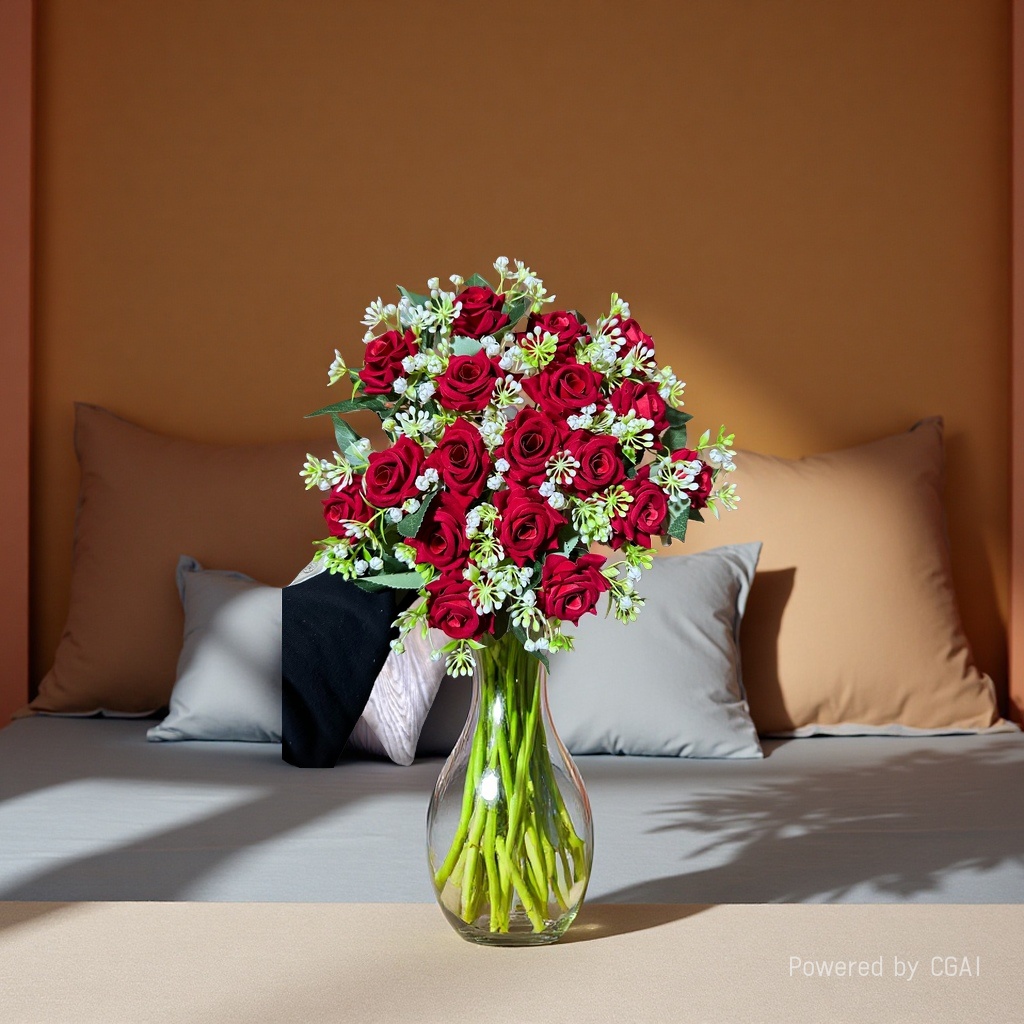 红色玫瑰花束永生花绣球夏威夷花环鲜花插花泥送女生礼物鲜花花艺制品