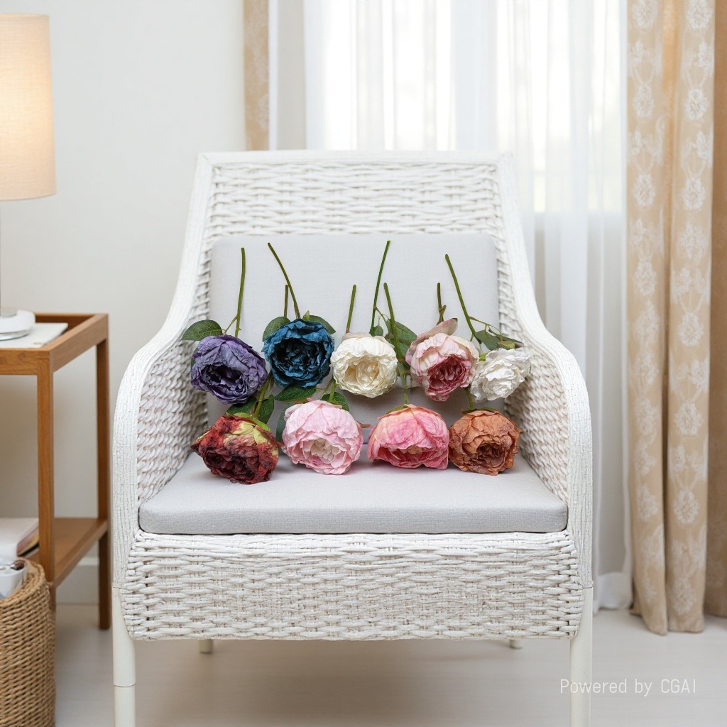 Artificial rose crocheted flowers, artificial rose flower decorative ornaments, home furnishings, crocheted artificial roses, artificial flowers, artificial flowers, hand-woven artificial roses, rose artificial string flowers, rattan hanging gifts, artificial flowers details Picture