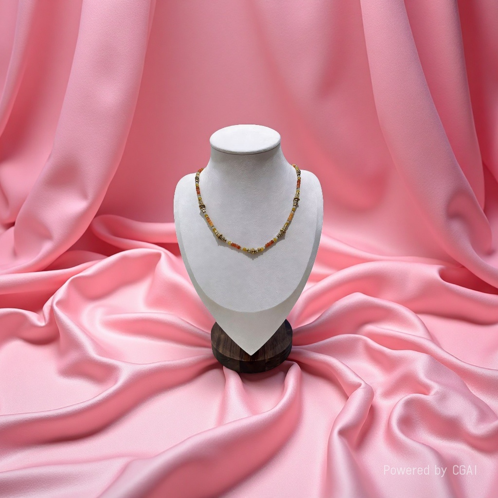 新中式红撞色复古手工串珠项链 轻奢复古设计感个性锁骨链