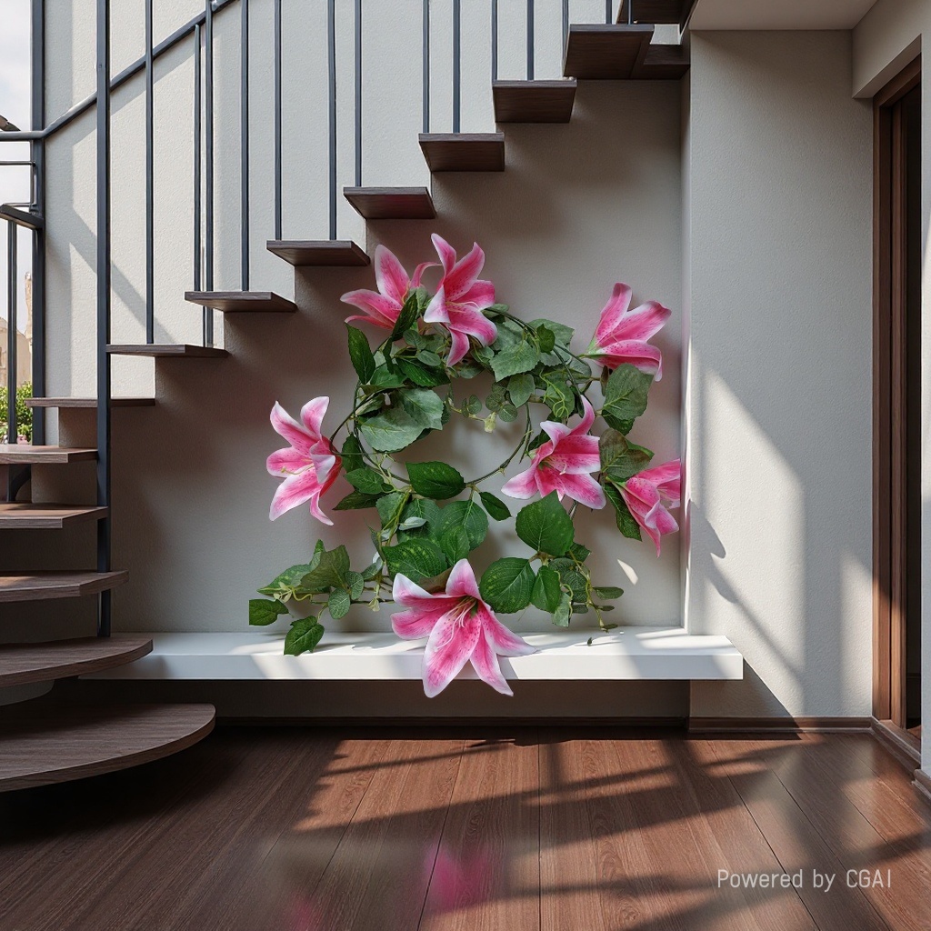 仿真花/串花藤吊/假花/金色系仿真花/多肉细节图