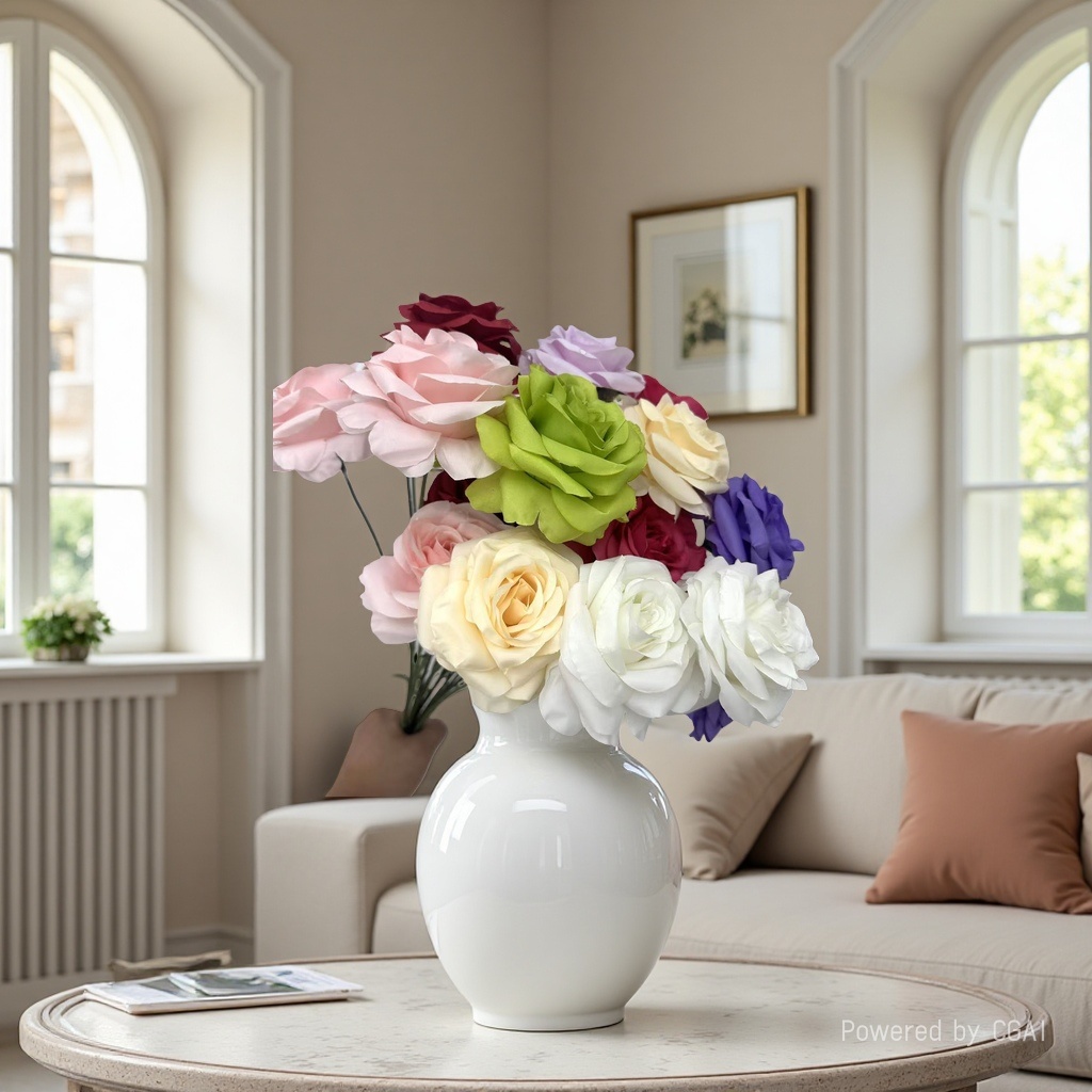 仿真花/手工编织仿玫瑰花/玫瑰仿真/串花藤吊/礼品仿真花产品图