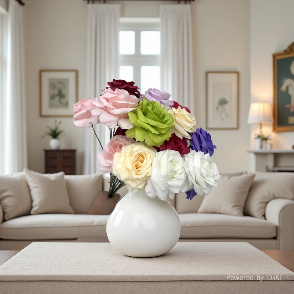 仿真花/手工编织仿玫瑰花/玫瑰仿真/串花藤吊/礼品仿真花细节图