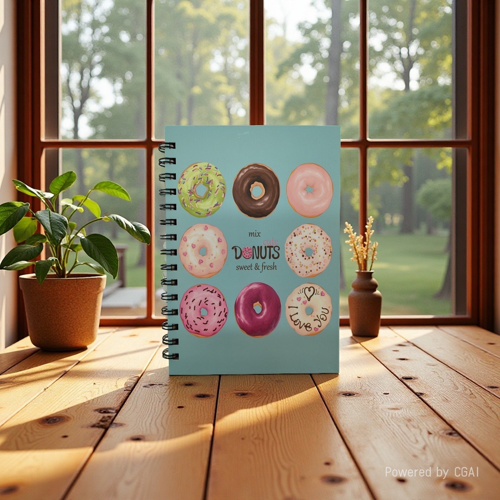 Donghu Paper Products A5 macaron-colored donut Coil Notebook, fresh and ins style student notebook, office notepad