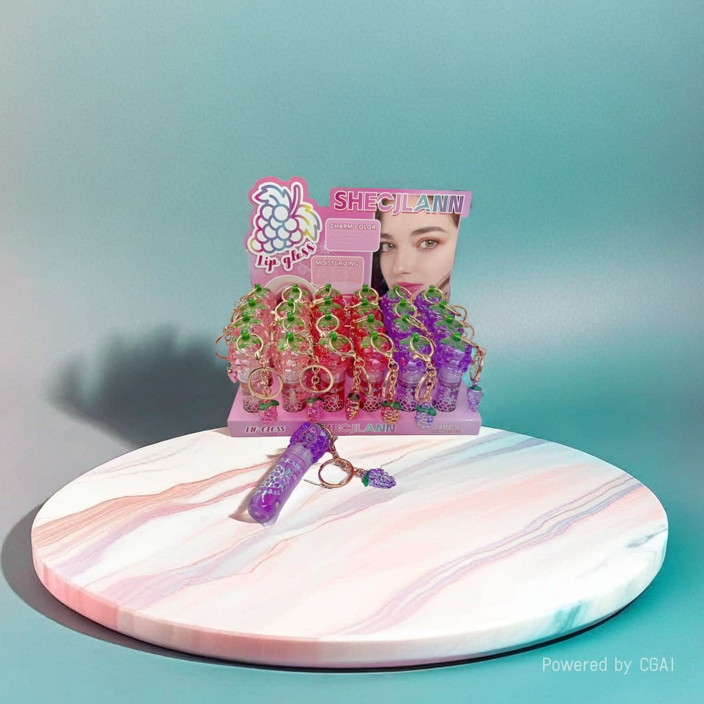 SHECJLANN grape-shaped lip gloss, keychain pendant design, cute and practical, girlish and adorable, moisturizing and color-enhancing, a new favorite in fashion trends. details Picture