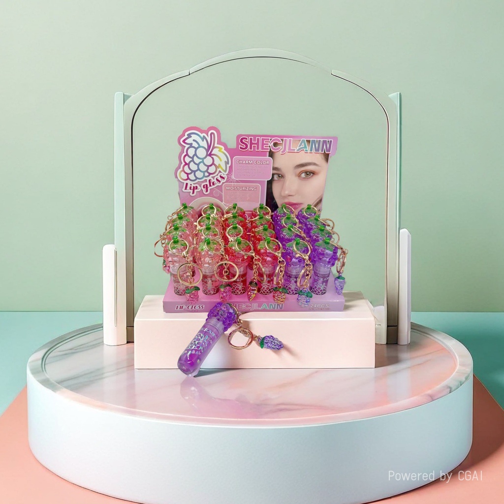 SHECJLANN grape-shaped lip gloss, keychain pendant design, cute and practical, girlish and adorable, moisturizing and color-enhancing, a new favorite in fashion trends. Specification image
