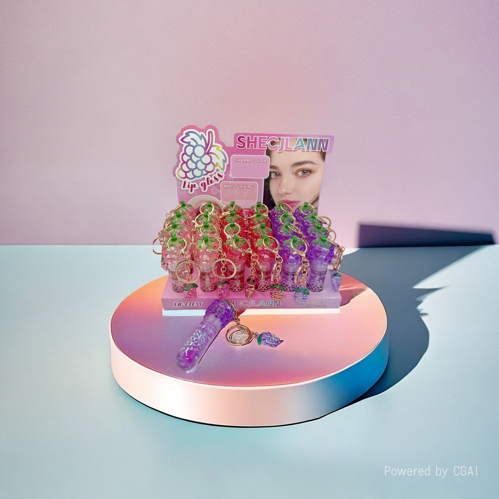 SHECJLANN grape-shaped lip gloss, keychain pendant design, cute and practical, girlish and adorable, moisturizing and color-enhancing, a new favorite in fashion trends. Application Scenario
