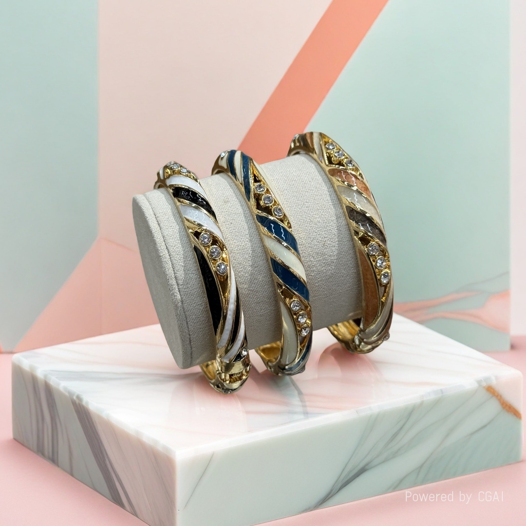 925银猫眼手镯铜微镶珠宝手镯经典设计