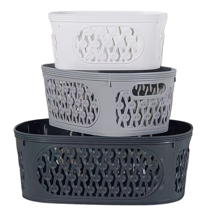 收纳篮/脏衣篓/防藤编收纳篮/收纳/塑料篮子PP料编织带白底实物图