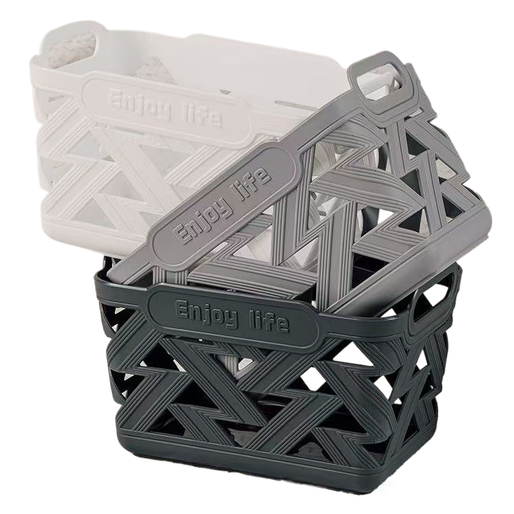 收纳篮/脏衣篓/防藤编收纳篮/收纳/塑料篮子PP料编织带白底实物图