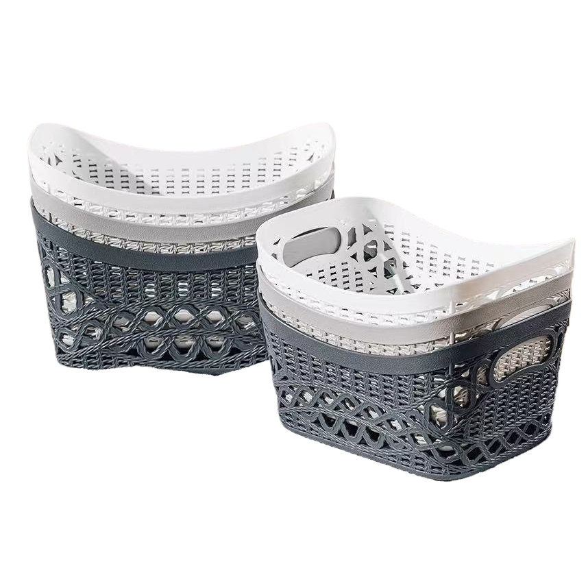 收纳篮/脏衣篓/防藤编收纳篮/收纳/塑料篮子PP料编织带白底实物图