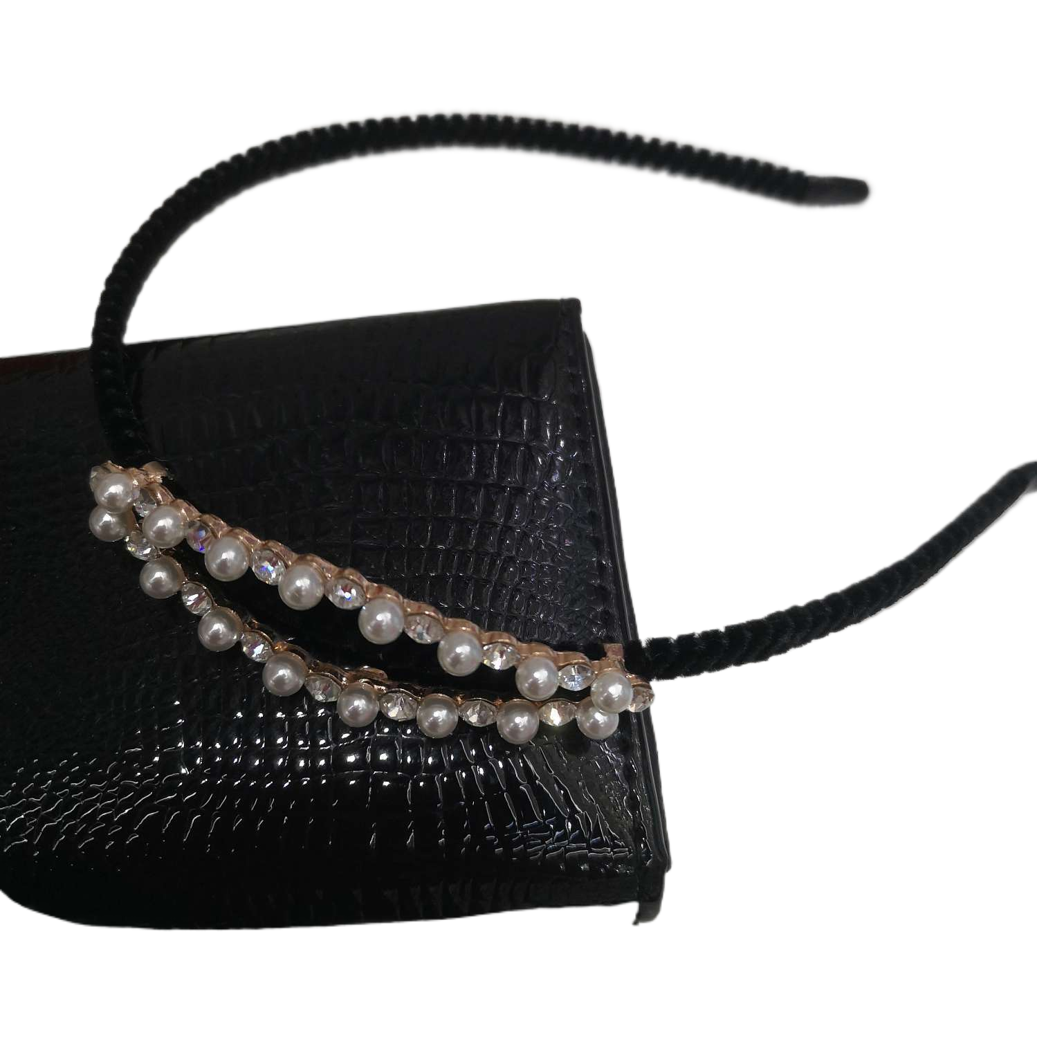 发箍/派对头箍/发箍女士拼接韩版/皮革发箍细/头饰白底实物图