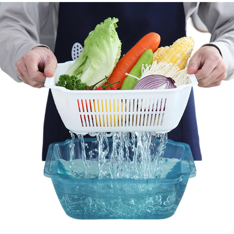 沥水篮/洗水果/洗菜篮塑料/水槽洗菜篮/洗菜盆白底实物图