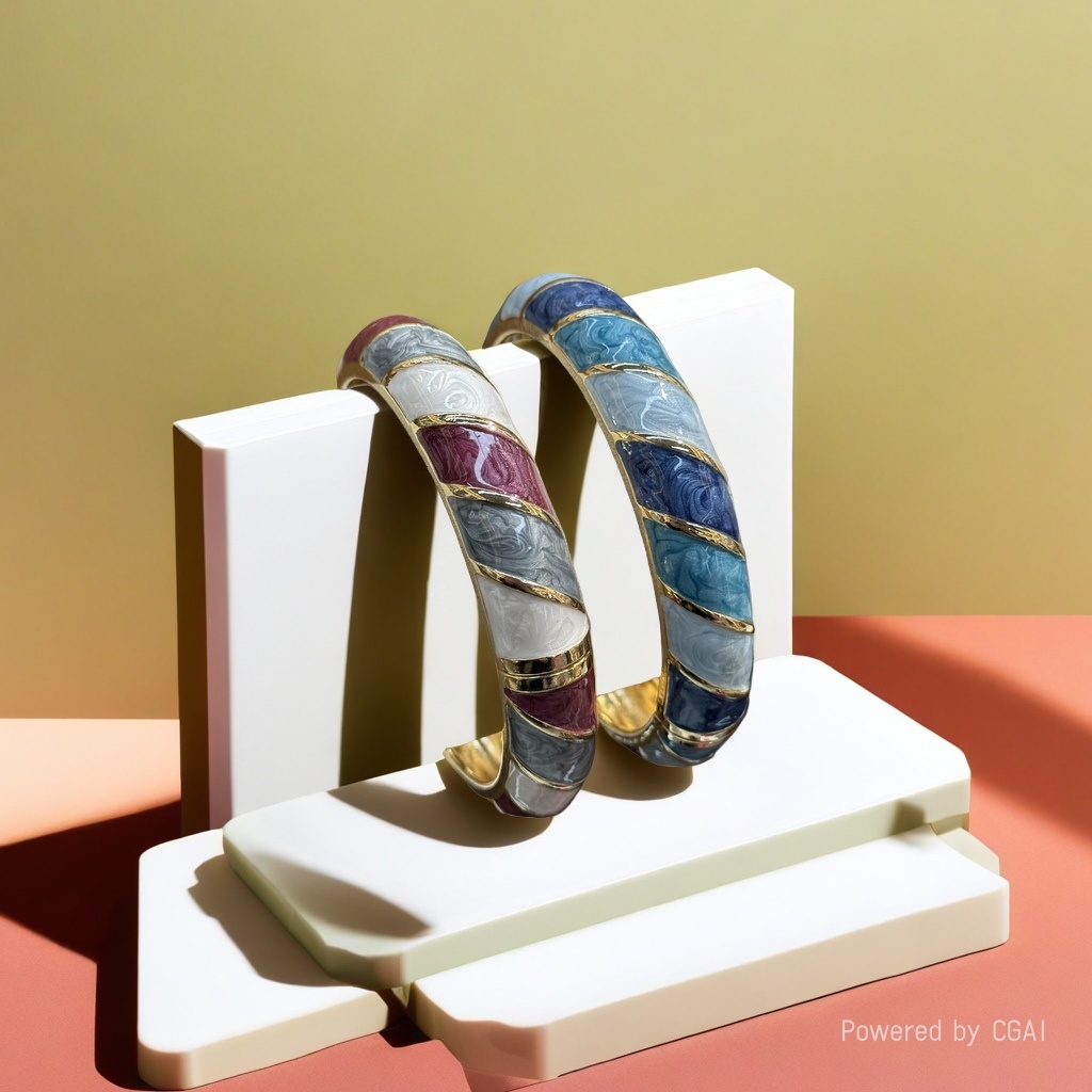 Colorful enamel cat-eye 925 silver bracelet with copper micro-inlay, a fresh and fashionable accessory Specification image