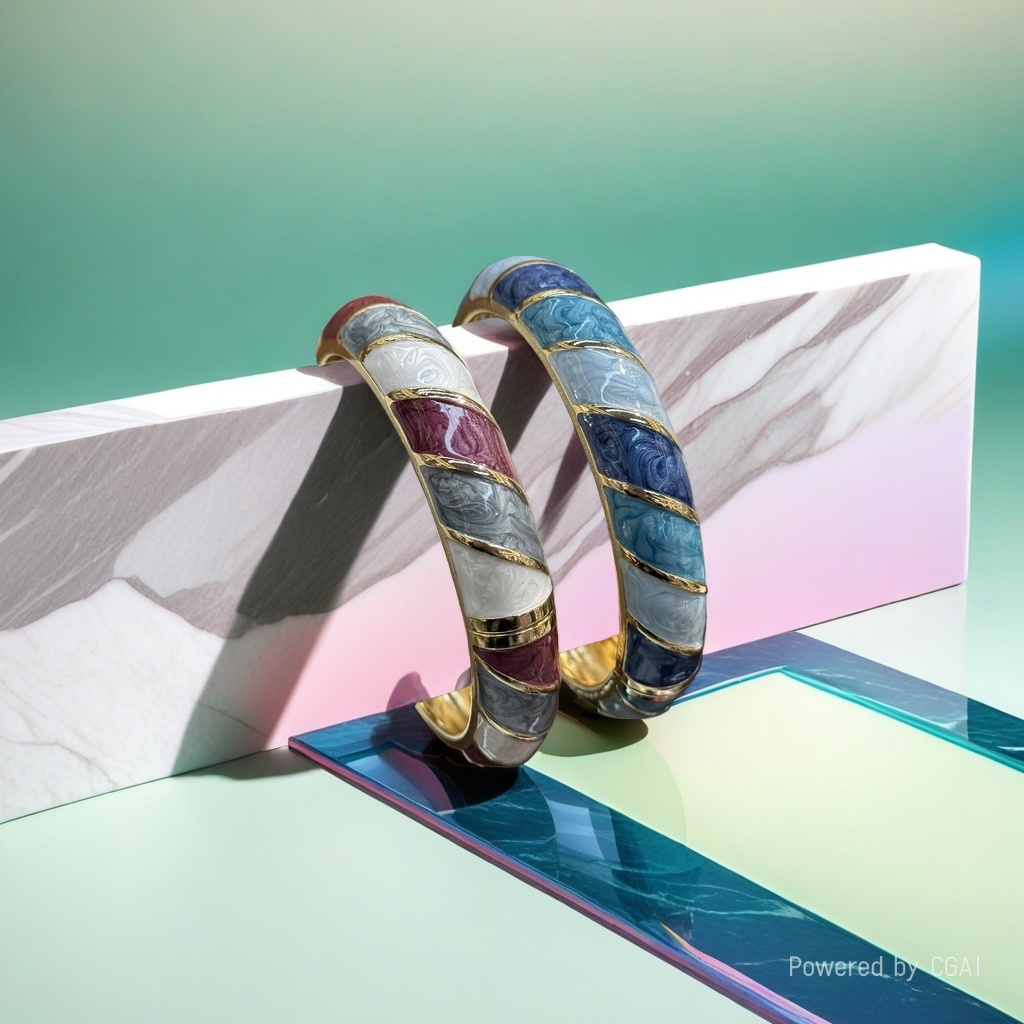 Colorful enamel cat-eye 925 silver bracelet with copper micro-inlay, a fresh and fashionable accessory details Picture