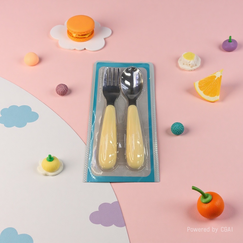 银龙蛋黄色手柄不锈钢餐具西餐刀叉勺12只跨境热销特色餐具