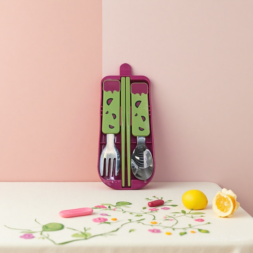 Children's Cartoon Watermelon-themed tableware set · Cute + Safe + Portable Application Scenario