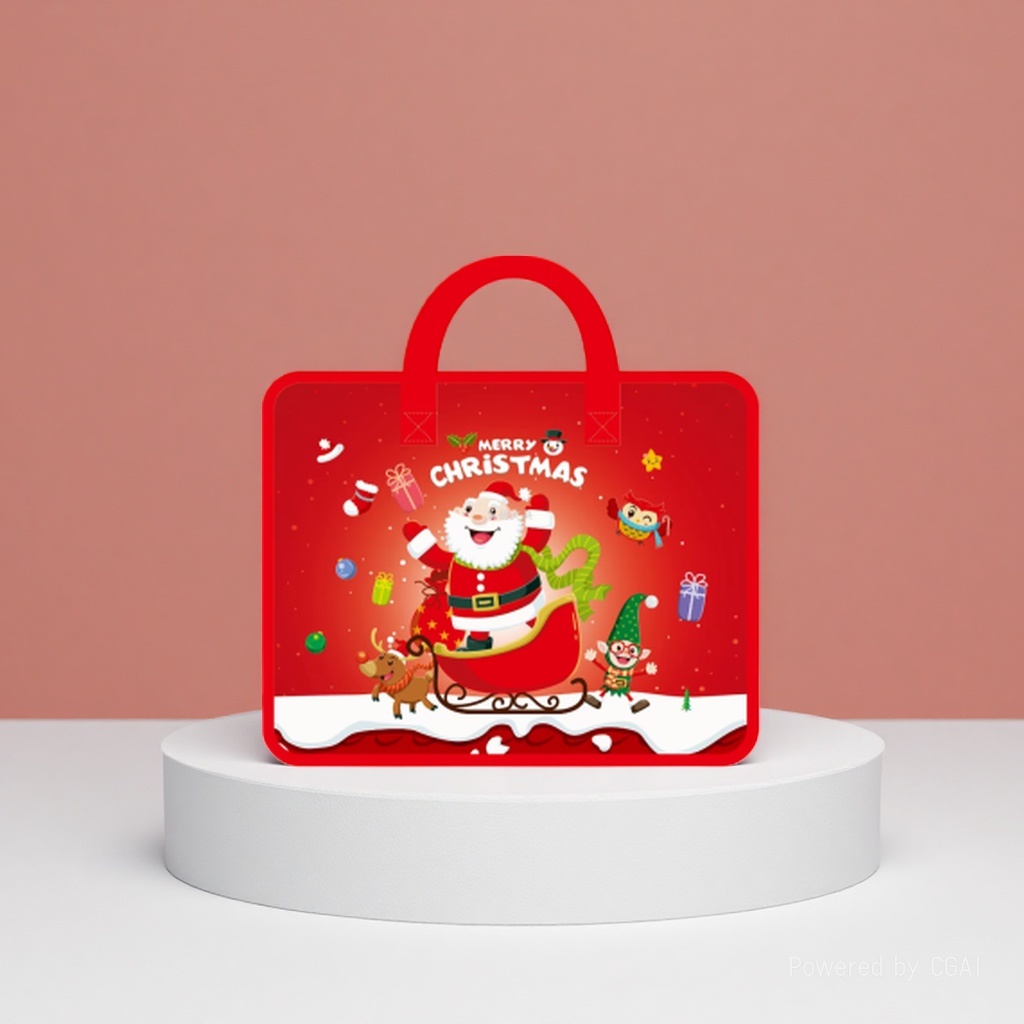 圣诞老人雪橇红色塑料手提袋礼品袋透明PVC袋