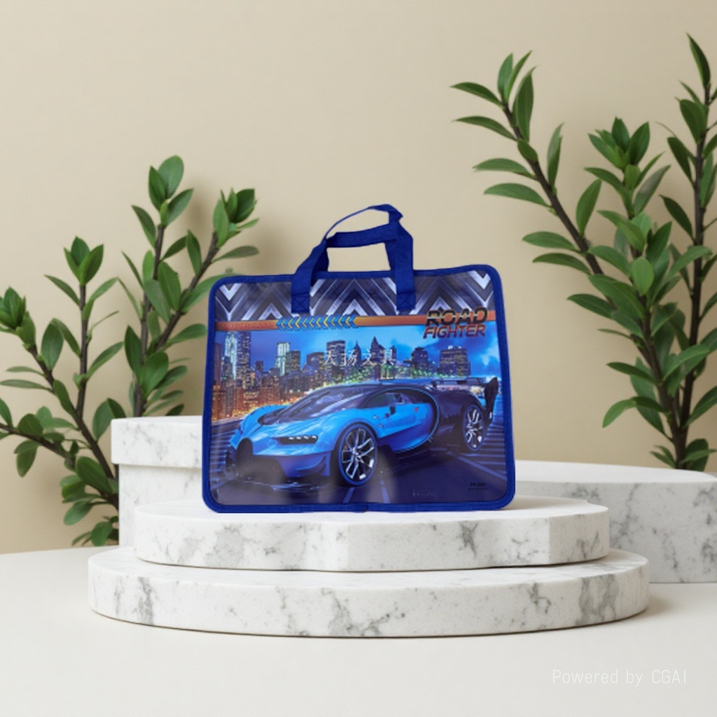 图案手提袋资料收纳袋文件夹多层学生收纳办公文件袋