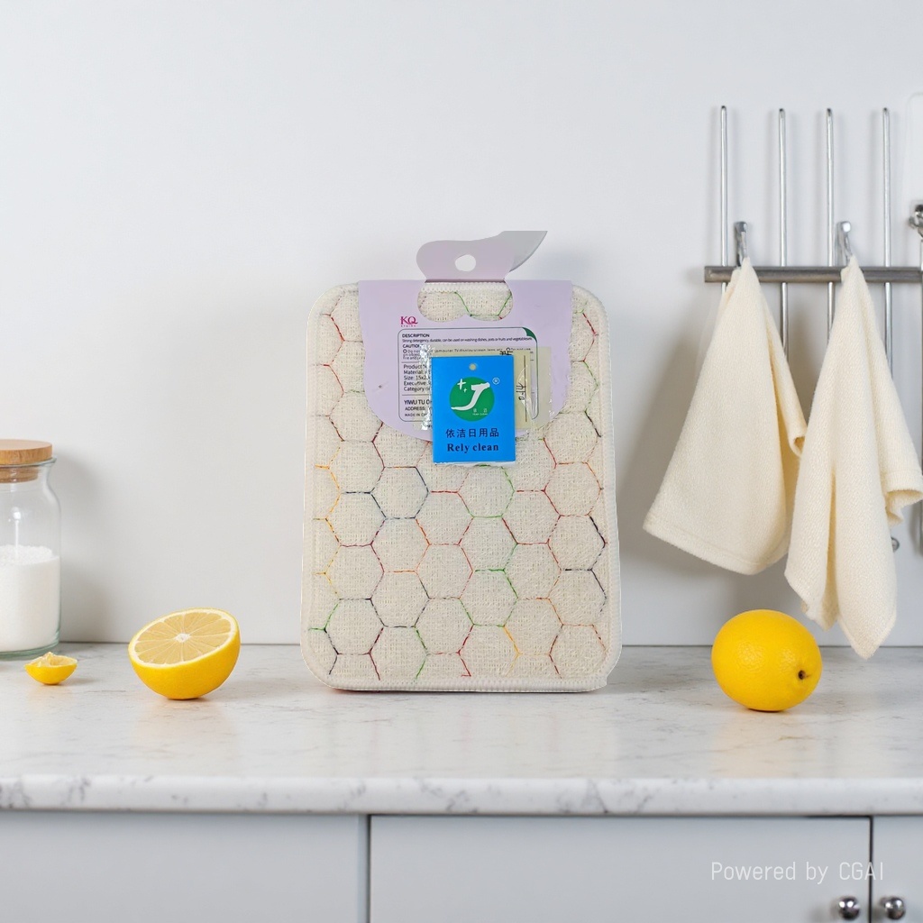 双面双效刷洗块·蜂窝炫彩·厨房清洁利器 甄选高密度聚酯纤维+尼龙混纺，经热压定型工艺，孔隙均匀如蜂巢，