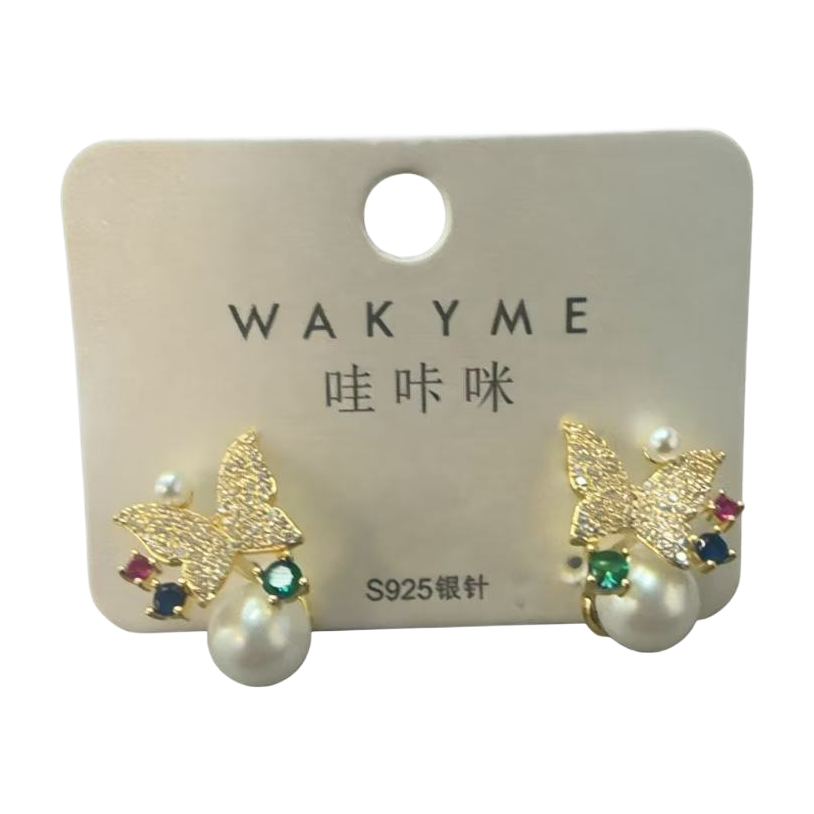 WAKYME蝴蝶珍珠耳钉，S925银针，精致闪耀，时尚百搭。详情6