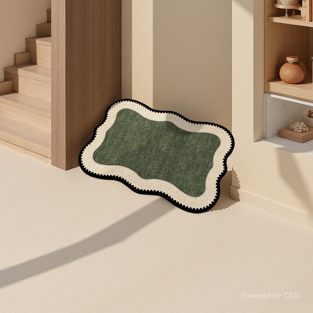 French retro bathroom floor mat, anti-slip mat at the bathroom door, household water-absorbing quick-drying foot mat, diatom mud floor mat