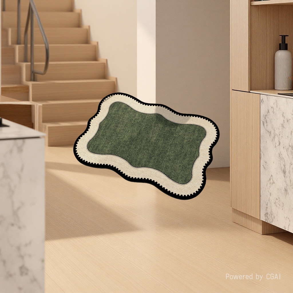 French retro bathroom floor mat, anti-slip mat at the bathroom door, household water-absorbing quick-drying foot mat, diatom mud floor mat details Picture