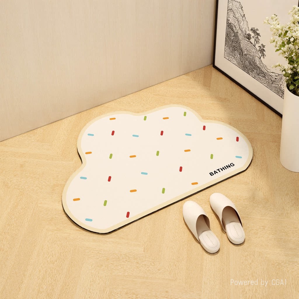 Cloud-shaped bathroom floor mat, children's pet foot mat, bathtub mat and carpet set