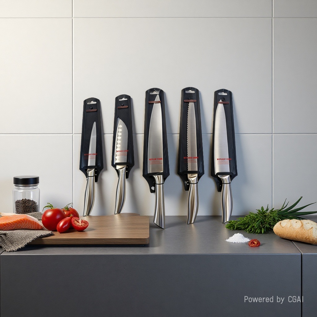 "Fengcang Craftsmanship · Culinary Enjoyment of Natural Perfection" High-end Knife Five-piece Set: With this set in hand, unlock all the highlights of your kitchen. Stainless steel kitchenware and knife set, kitchenware, kitchen knives Specification image
