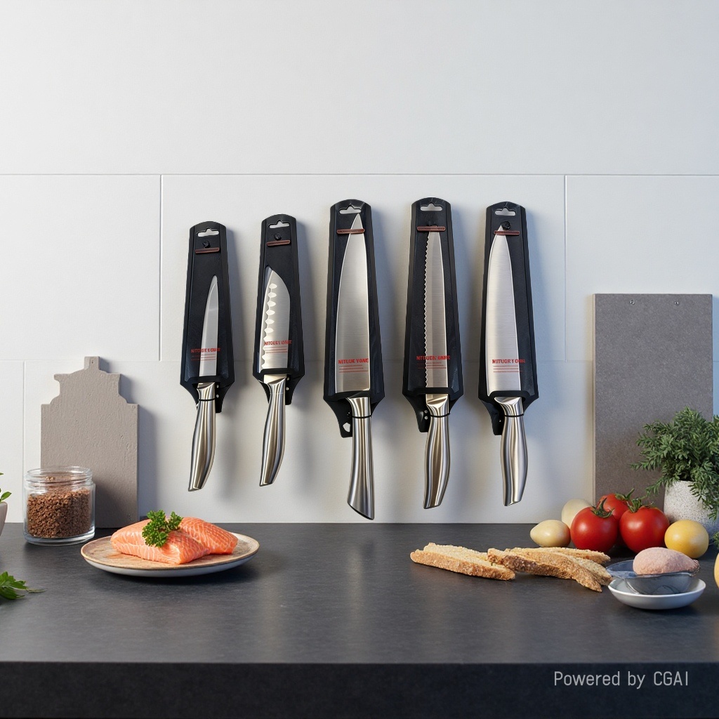 "Fengcang Craftsmanship · Culinary Enjoyment of Natural Perfection" High-end Knife Five-piece Set: With this set in hand, unlock all the highlights of your kitchen. Stainless steel kitchenware and knife set, kitchenware, kitchen knives Application Scenario