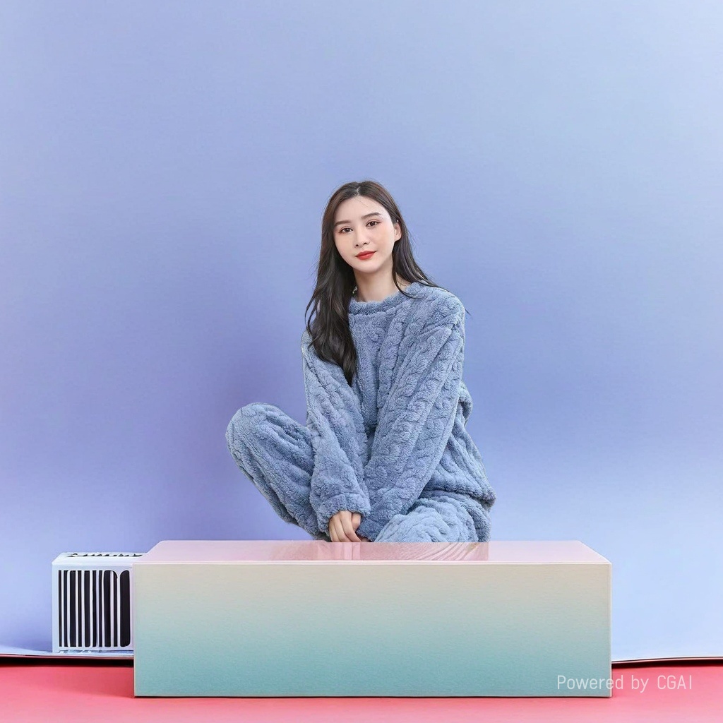 女士法兰绒真丝睡衣家居服舒适透气柔软保暖居家穿着