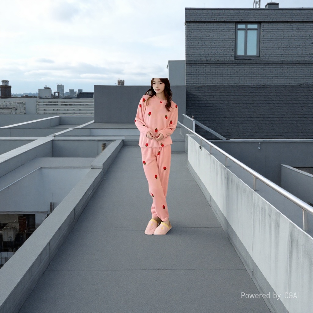 粉色草莓图案儿童莫代尔棉睡衣套装宝宝分体睡衣拉架棉婴幼儿衣服