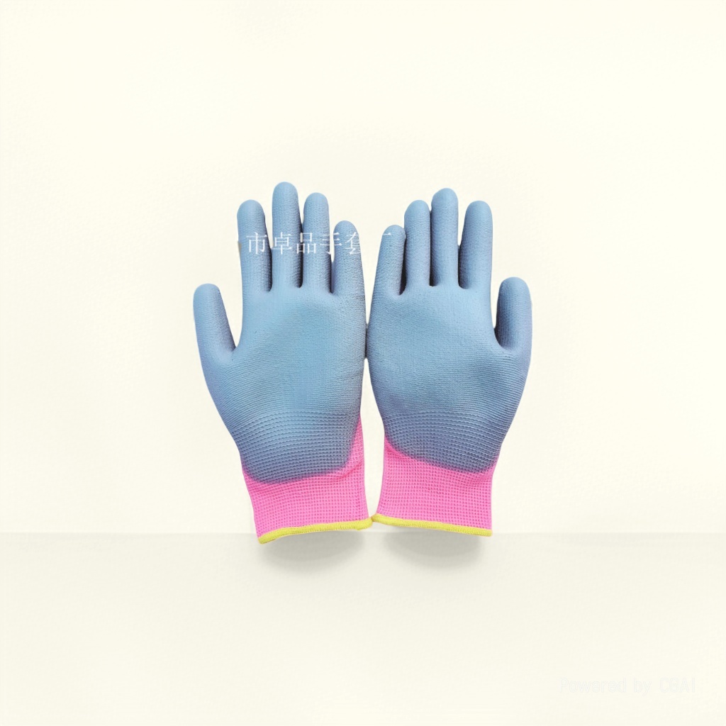 Factory direct sales of 13-needle pink nylon yarn coated grey PU anti-static and anti-slip work protection gloves Application Scenario