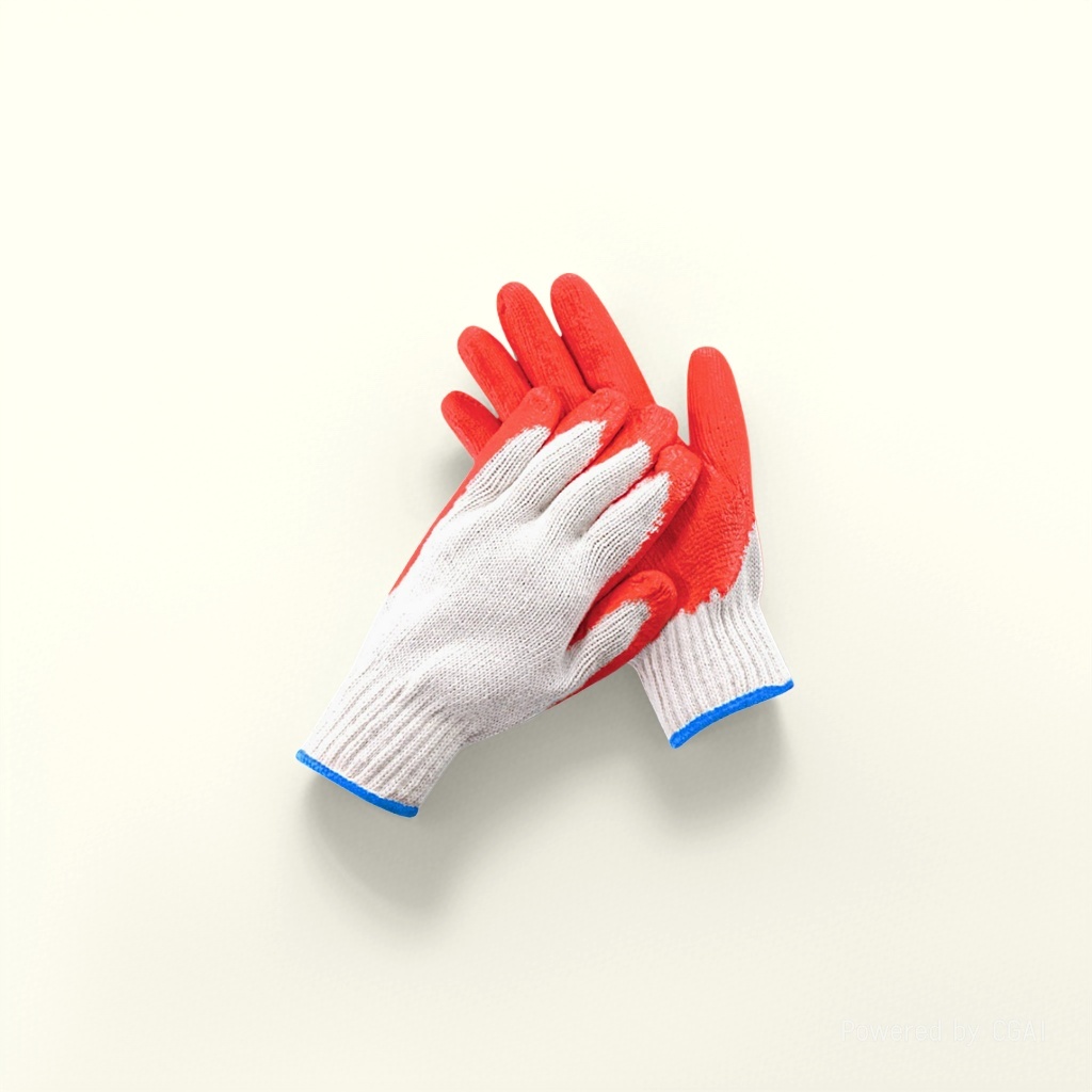 10-needle cotton yarn small flat orange latex gloves, labor protection coated thread gloves pic 3