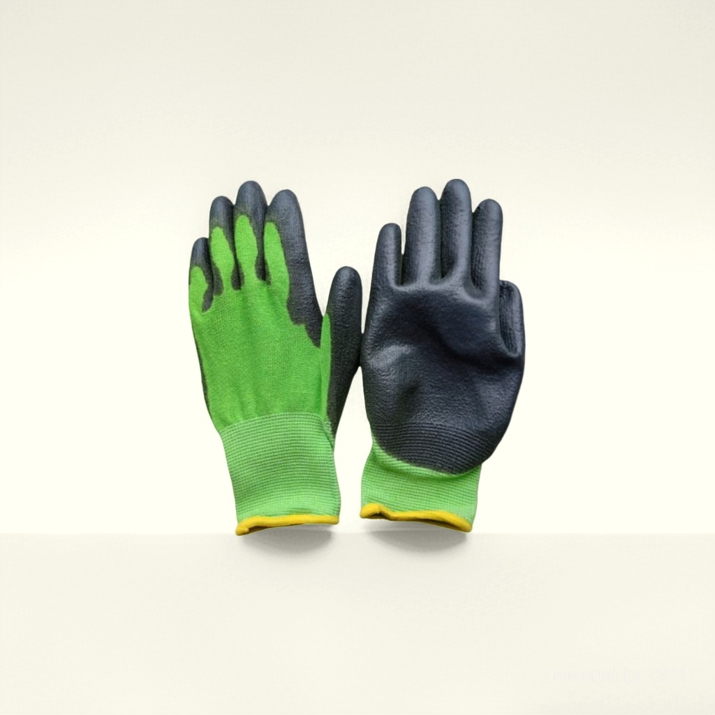 竹纤维浸黑色PU花园工作手套男士女士通用钓鱼劳保工作手套