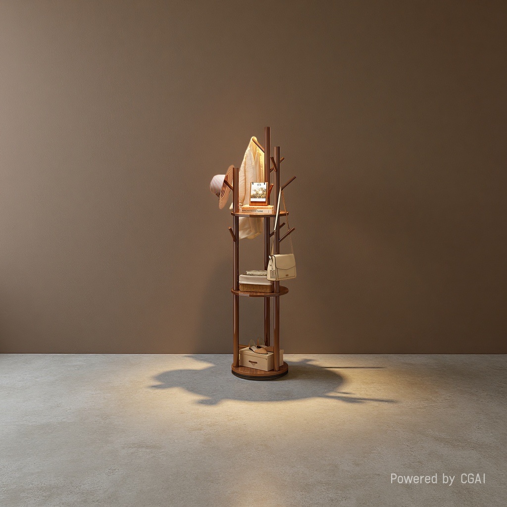 木衣架落地立体衣帽架边几电视挂架电视支架新品