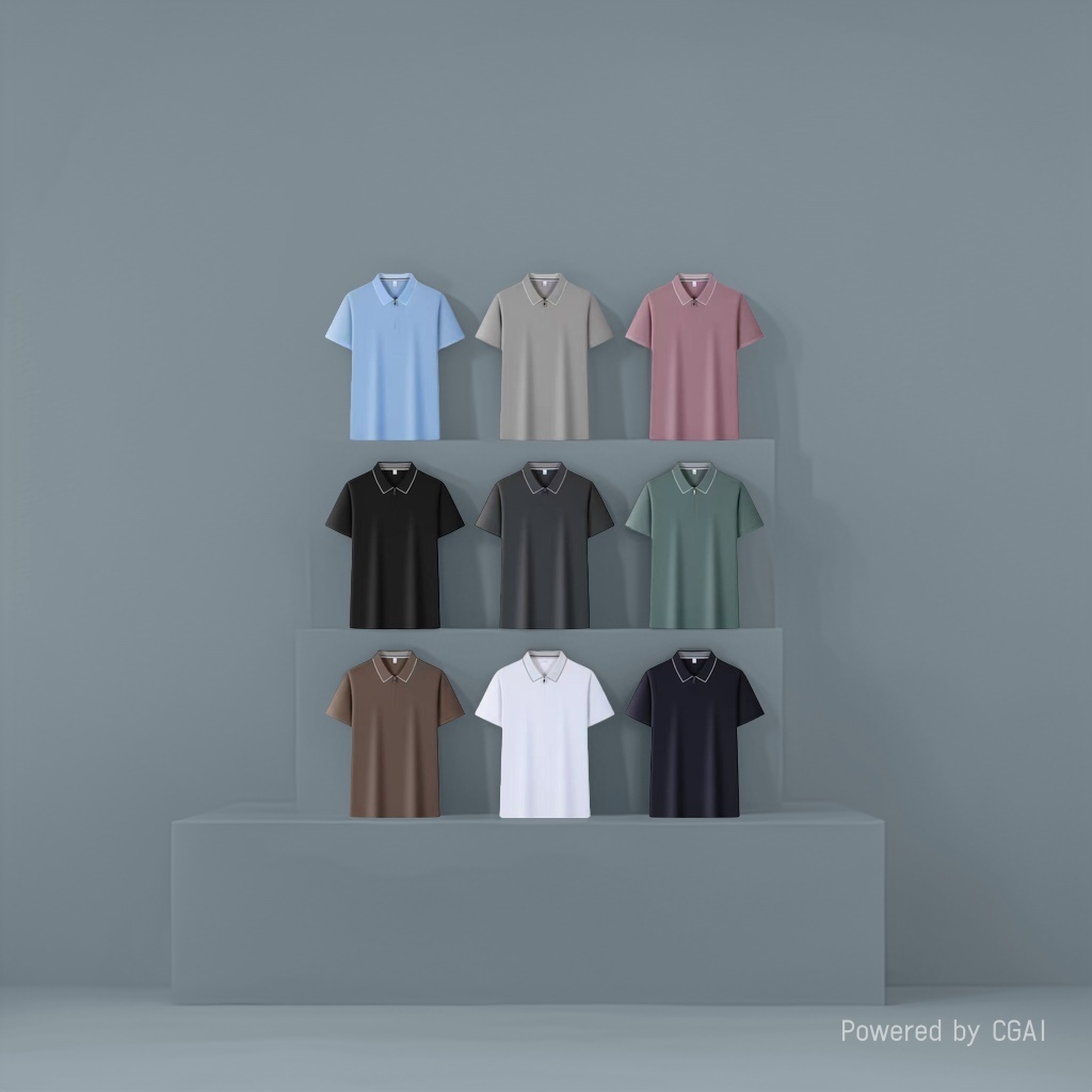 A multi-color short-sleeved POLO shirt set with a lapel and zipper design, a trendy brand for men's large-sized spring tops Application Scenario
