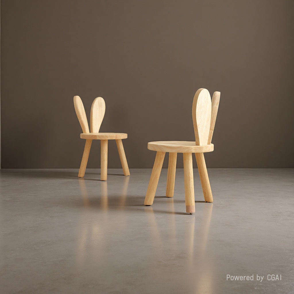 木质兔子造型椅子 沐浴椅凳榻 休闲坐椅家用产品图