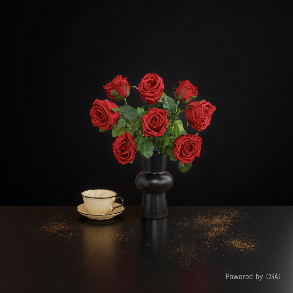 仿真花/手工编织仿玫瑰花/玫瑰仿真/串花藤吊/礼品仿真花细节图