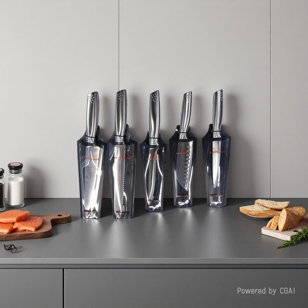 "Fengcang Craftsmanship · Culinary Enjoyment of Natural Perfection" High-end Knife Five-piece Set: With this set in hand, unlock all the highlights in your kitchen details Picture