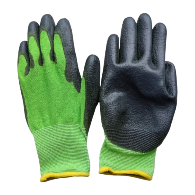 Bamboo fiber impregnated black PU garden work gloves for men and women, universal fishing and labor protection work gloves Item Picture