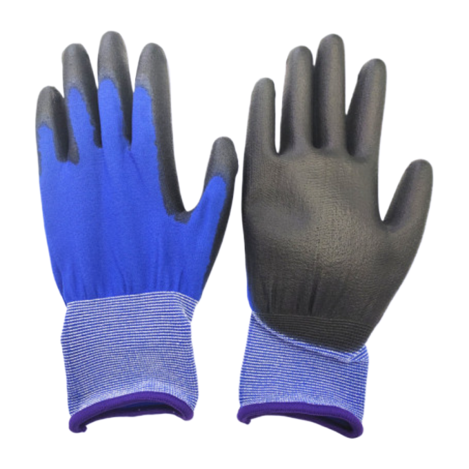Factory direct sales 18-needle nylon PU coated palm gloves, ultra-thin, soft and anti-static gloves Item Picture