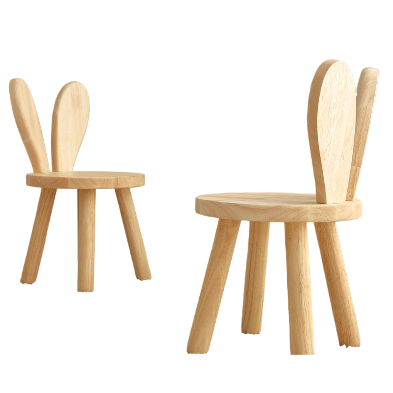 木质兔子造型椅子 沐浴椅凳榻 休闲坐椅家用白底实物图