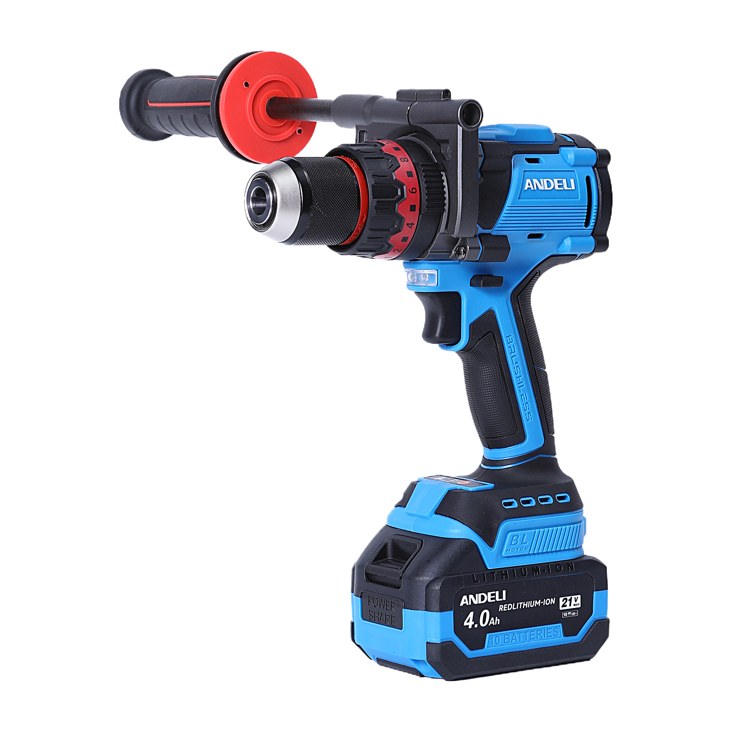 ANDELI 21V brushless lithium battery impact drill, high-power rechargeable hand drill, industrial-grade power tool Item Picture