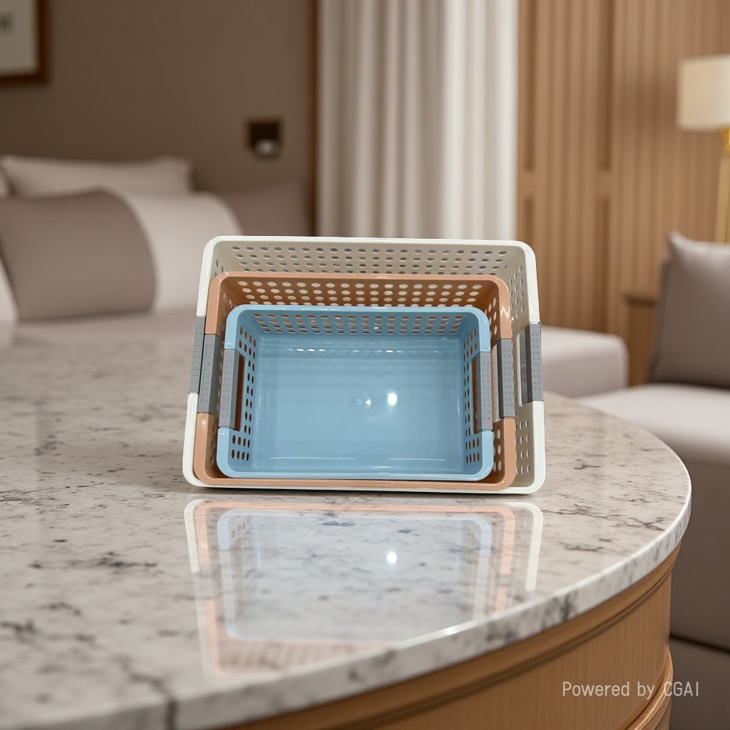 Anti-rattan woven storage basket, plastic PP material woven tape, dirty clothes basket, storage basket, 15L storage capacity Specification image