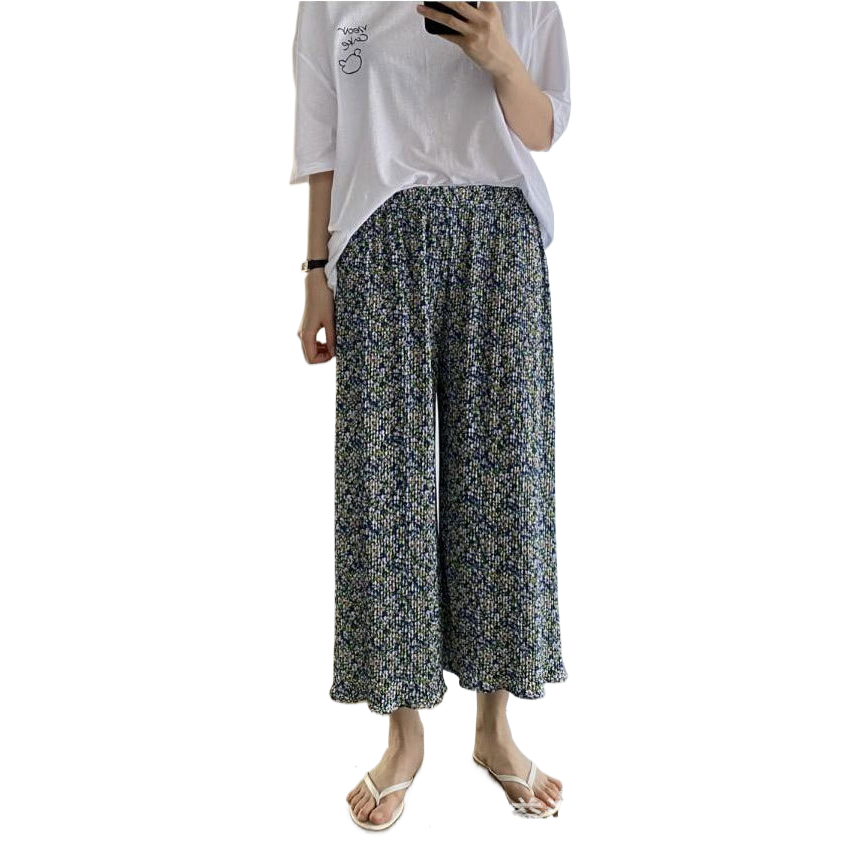سروال ترفيهي طويل الأرجل، أرجل طويلة، وأسلاك سوداء، سروال صيفي Item Picture