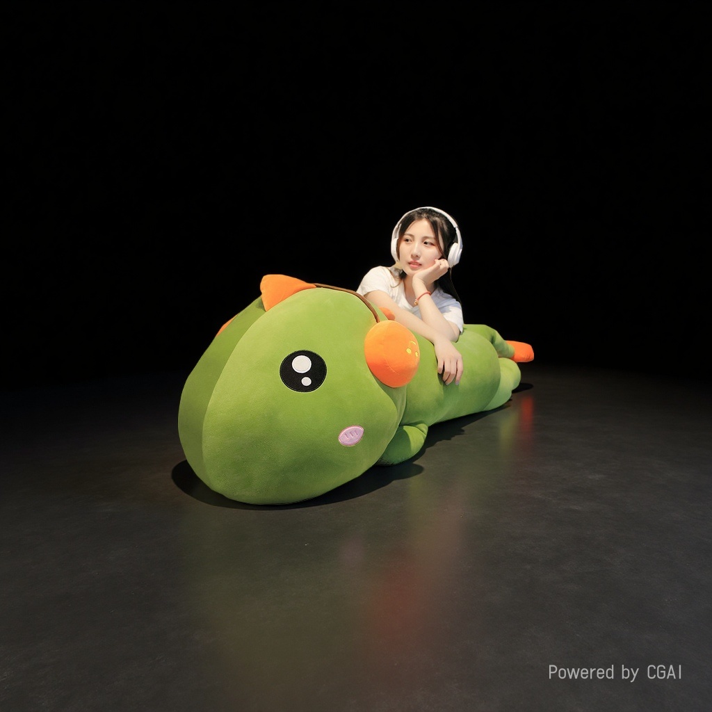 创意耳机恐龙毛绒玩具公仔抱枕 儿童毛绒玩具 大号睡觉抱枕礼物